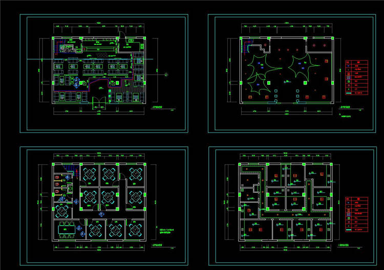 咖啡厅平面图Ⅱ-CAD方案平面图/立剖面图/施工图系列