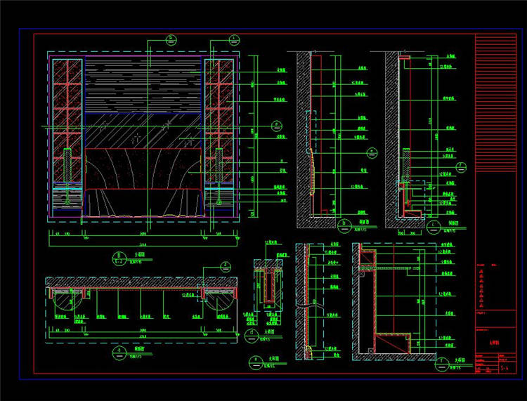 客房背景墙装饰详图-CAD方案平面图/立剖面图/施工图系列