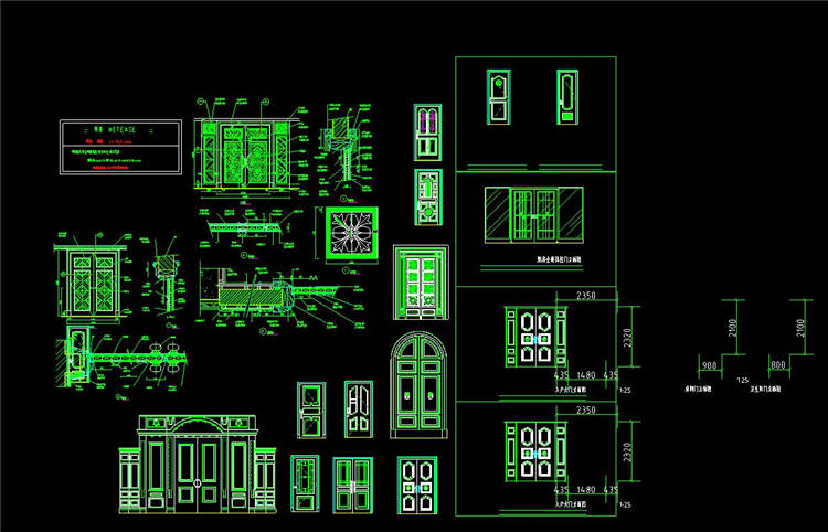 门大样装修图-CAD方案平面图/立剖面图/施工图系列