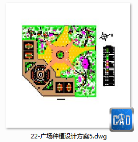 22-广场种植设计方案5-CAD方案平面图/立剖面图/施工图系列