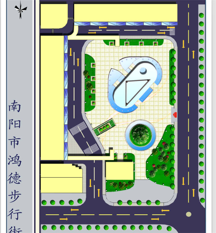 南阳鸿德步行街规划-CAD方案平面图/立剖面图/施工图系列