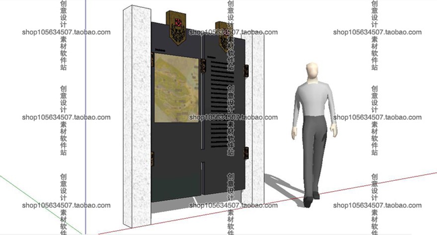 模型-su草图大师交通指示标识牌单体模型Sketchup室外景观SU建筑景观室内模型