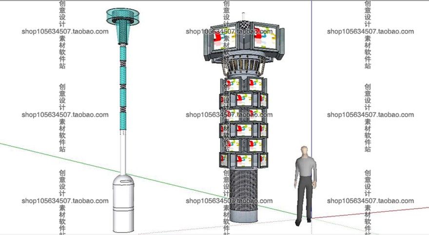 模型-su草图大师交通指示标识牌单体模型Sketchup室外景观SU建筑景观室内模型