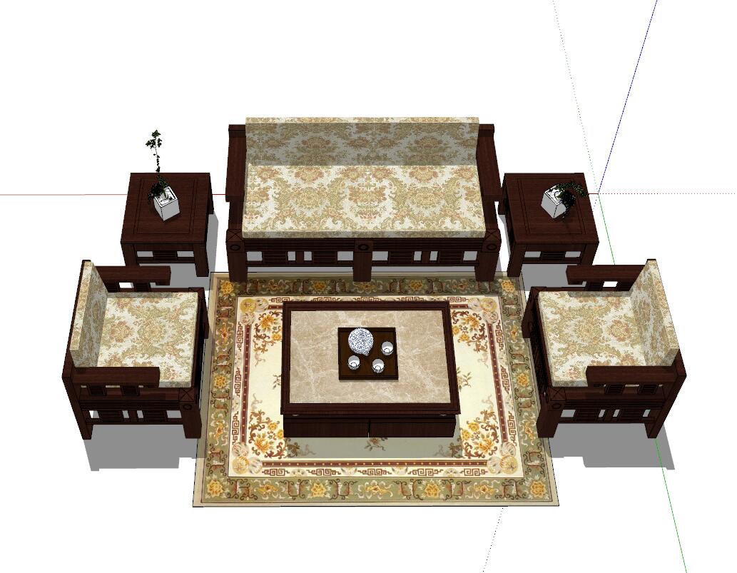 沙发室内组件su单体模型sketchup模型34-SU建筑景观室内模型