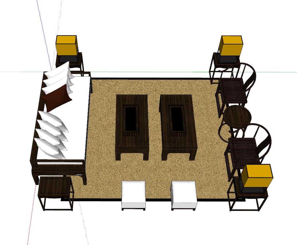 沙发室内组件su单体模型sketchup模型35-SU建筑景观室内模型