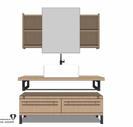 面盆洗漱台sketchup模型48-SU建筑景观室内模型