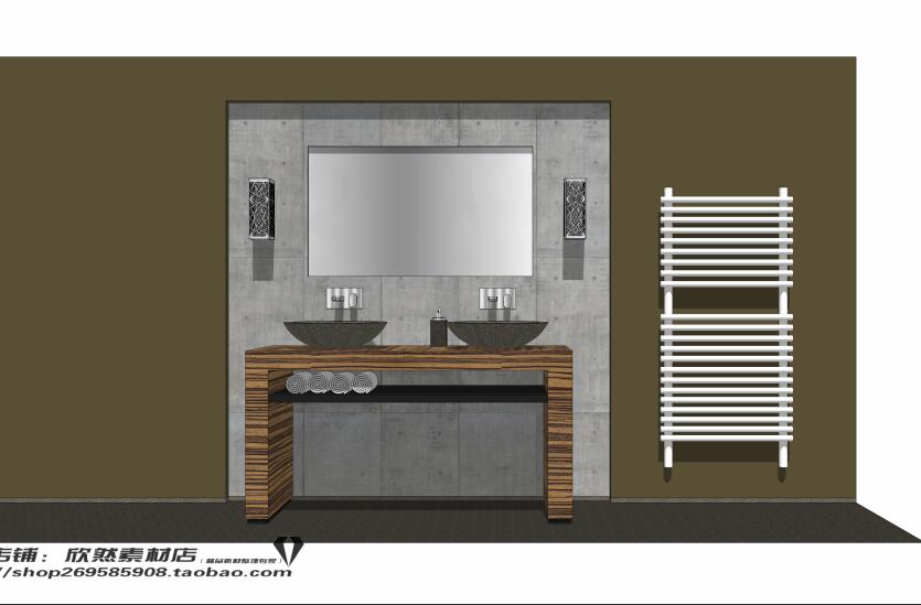 面盆洗漱台sketchup模型50-SU建筑景观室内模型
