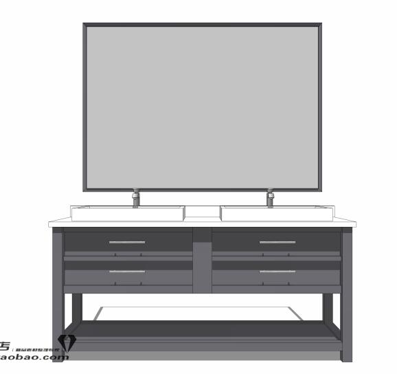 面盆洗漱台sketchup模型51-SU建筑景观室内模型