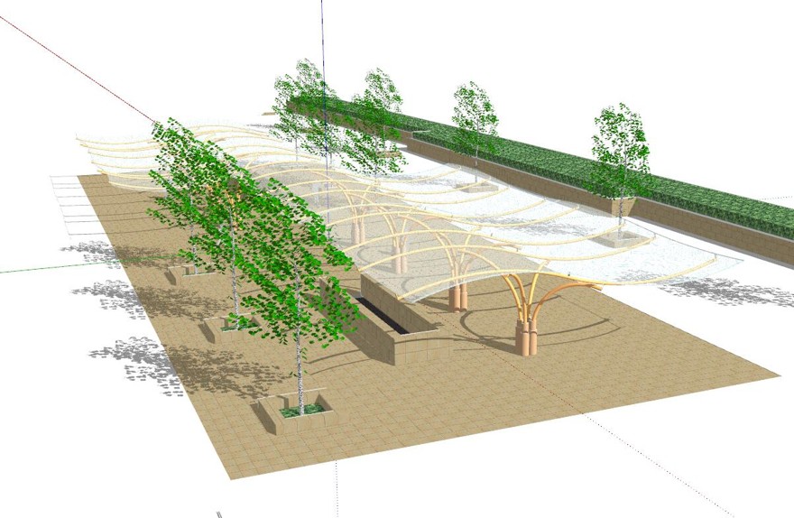 张拉膜sketchup模型26-SU建筑景观室内模型