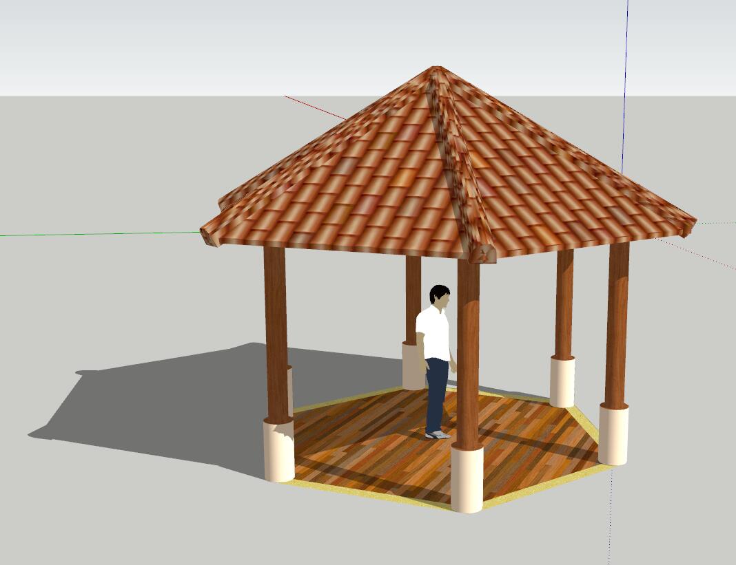 凉亭sketchup模型10-SU建筑景观室内模型