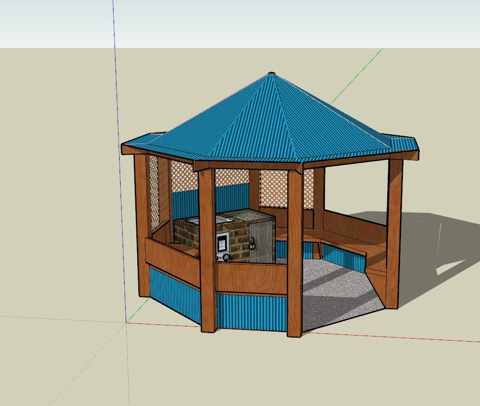 凉亭sketchup模型13-SU建筑景观室内模型