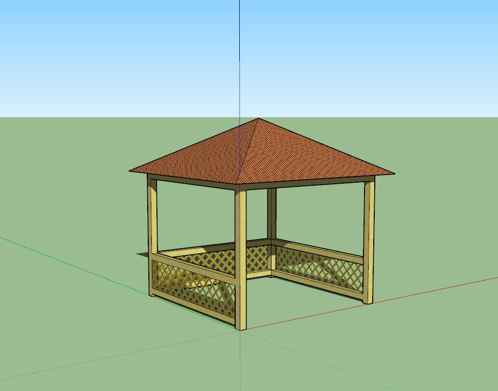 凉亭sketchup模型35-SU建筑景观室内模型