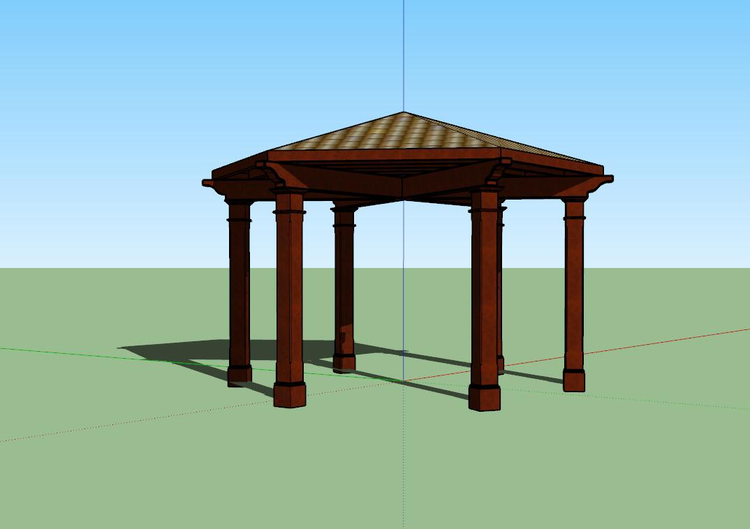 凉亭sketchup模型36-SU建筑景观室内模型