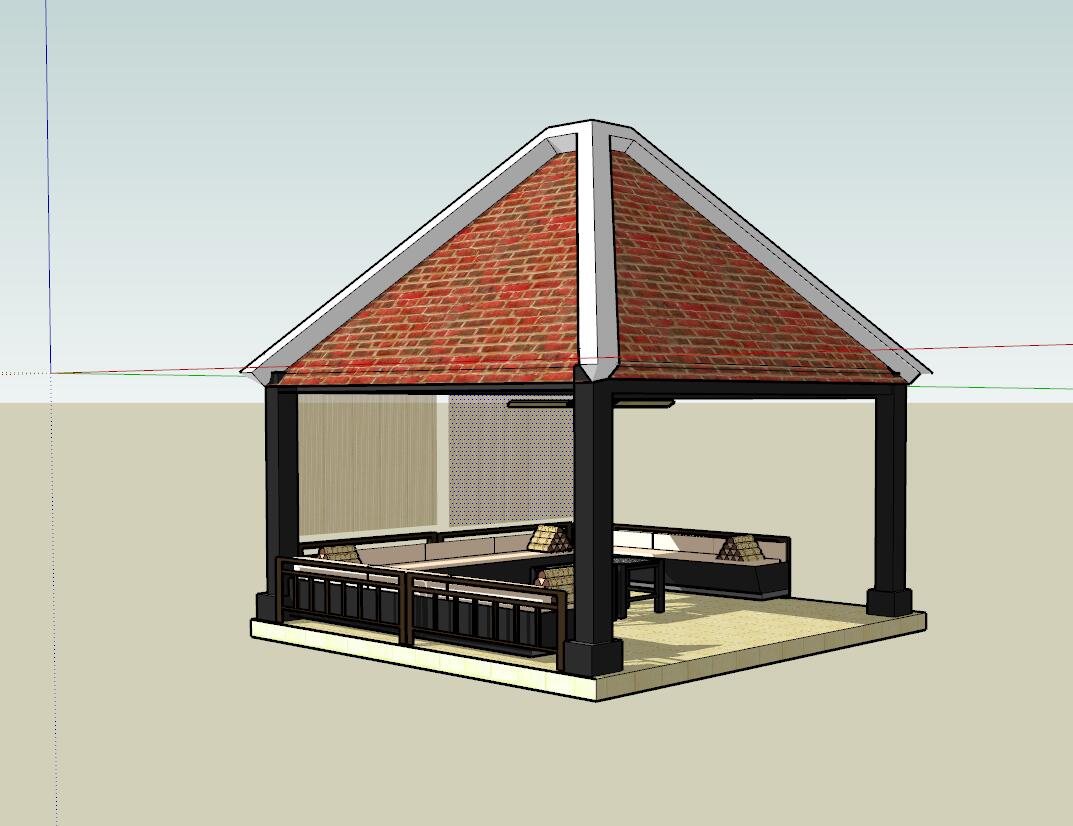 凉亭sketchup模型37-SU建筑景观室内模型