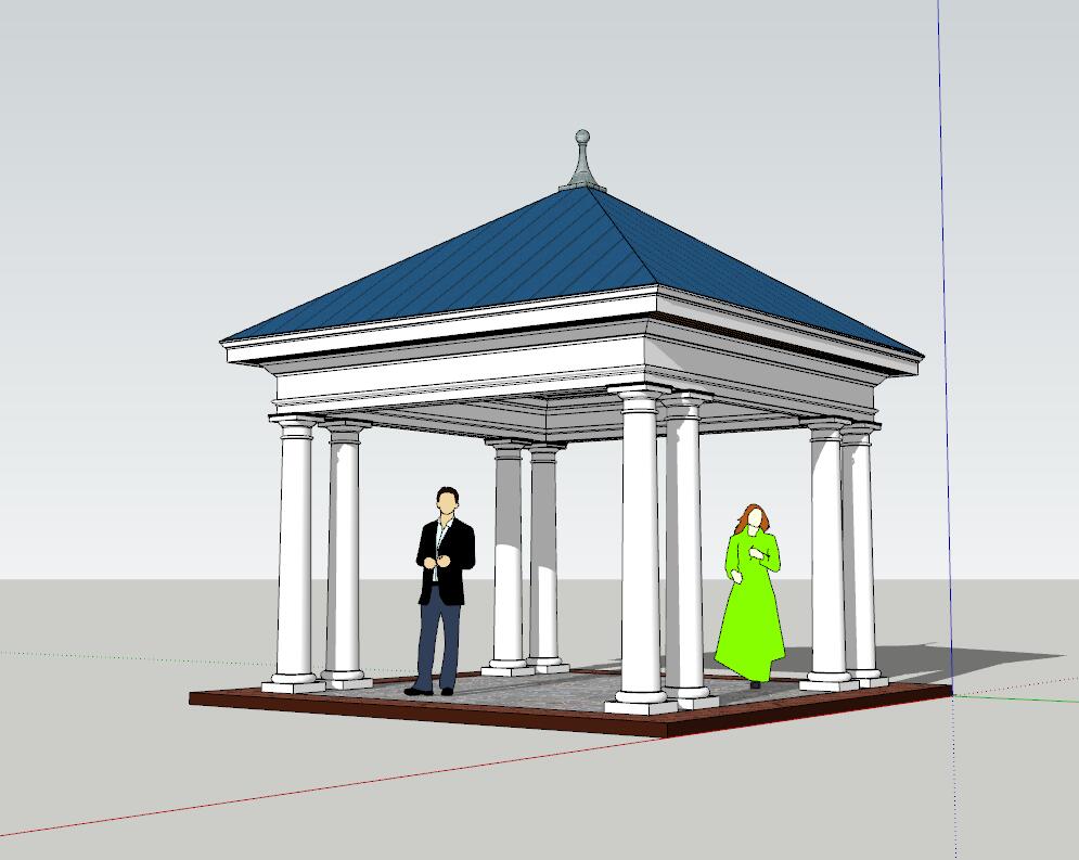 凉亭sketchup模型43-SU建筑景观室内模型