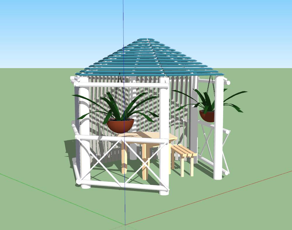 凉亭sketchup模型46-SU建筑景观室内模型