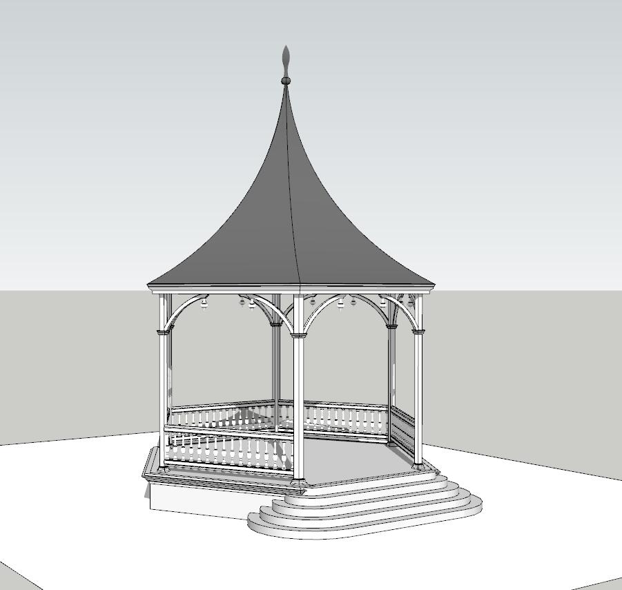 凉亭sketchup模型48-SU建筑景观室内模型