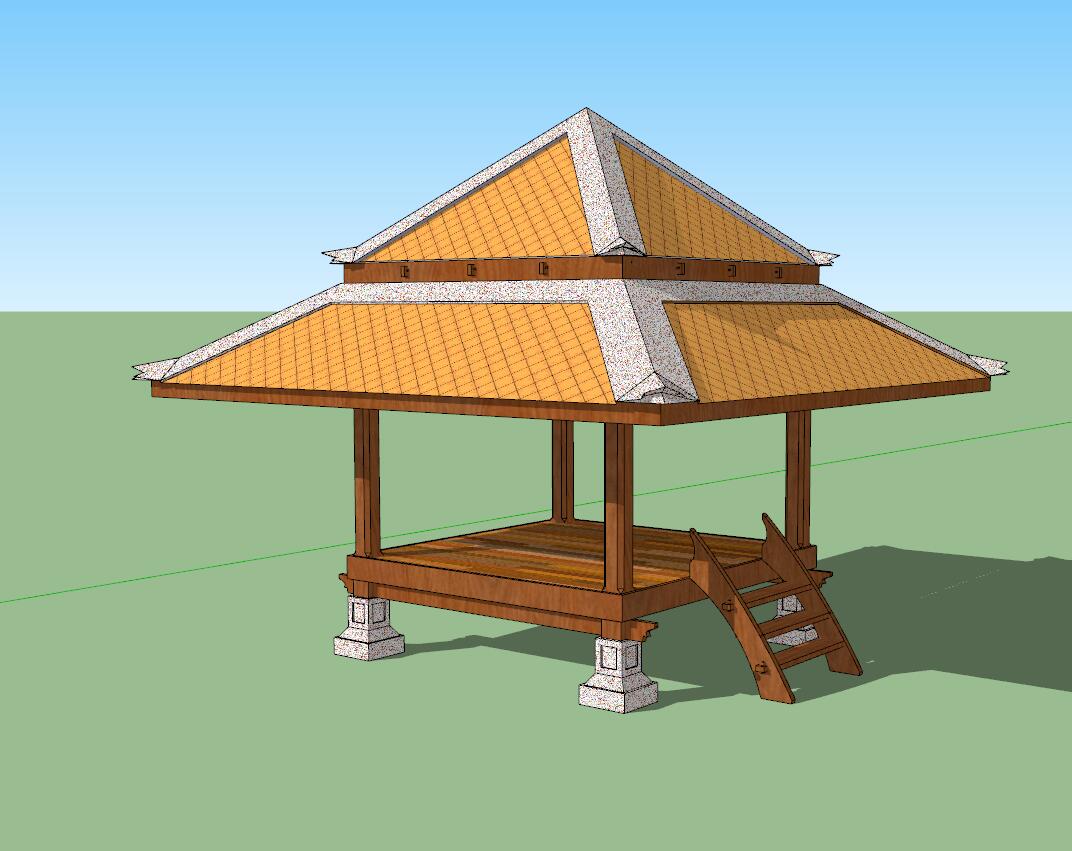 凉亭sketchup模型50-SU建筑景观室内模型