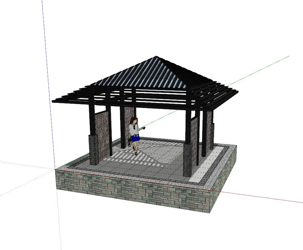 凉亭sketchup模型51-SU建筑景观室内模型