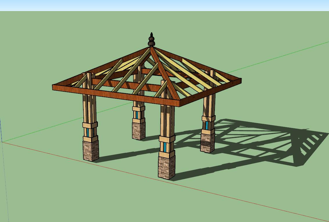 凉亭sketchup模型57-SU建筑景观室内模型