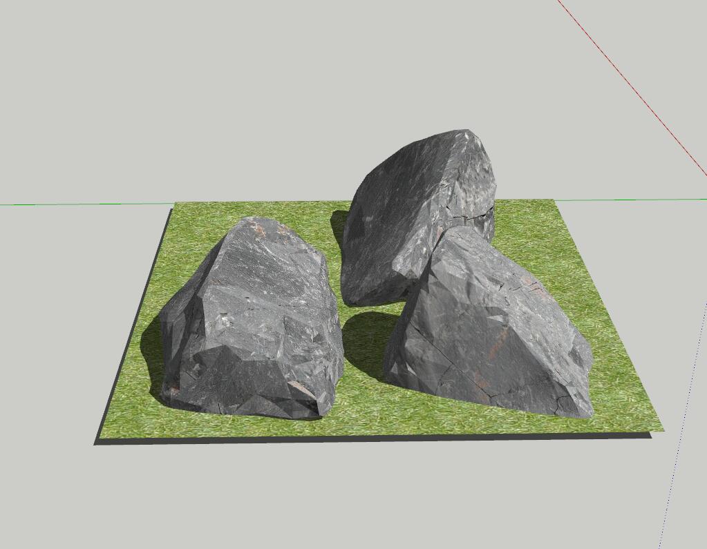 景观石头sketchup模型3-SU建筑景观室内模型
