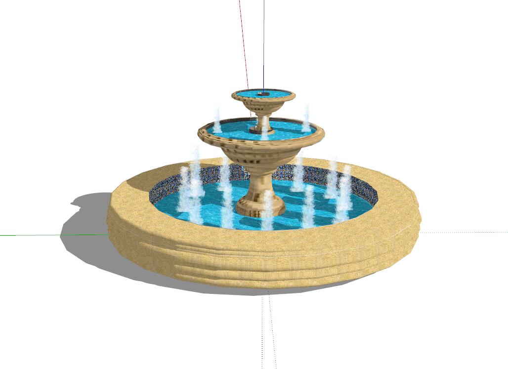 喷泉sketchup模型3-SU建筑景观室内模型