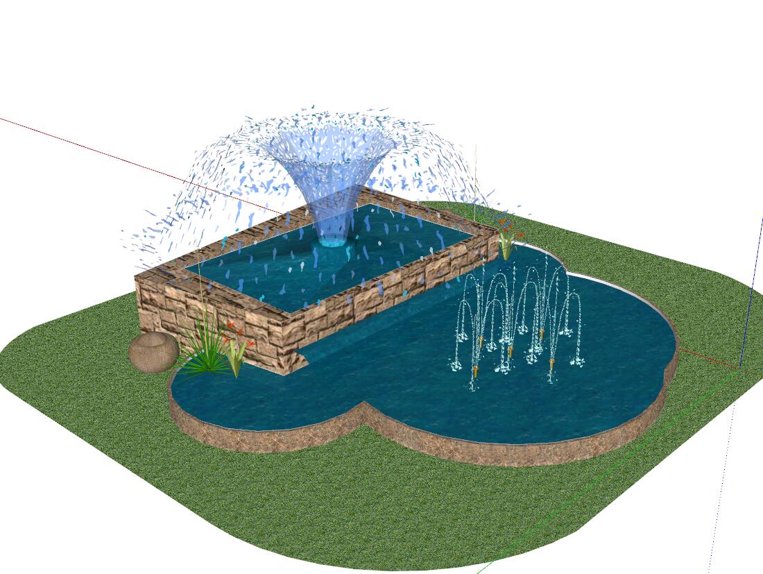 喷泉sketchup模型19-SU建筑景观室内模型