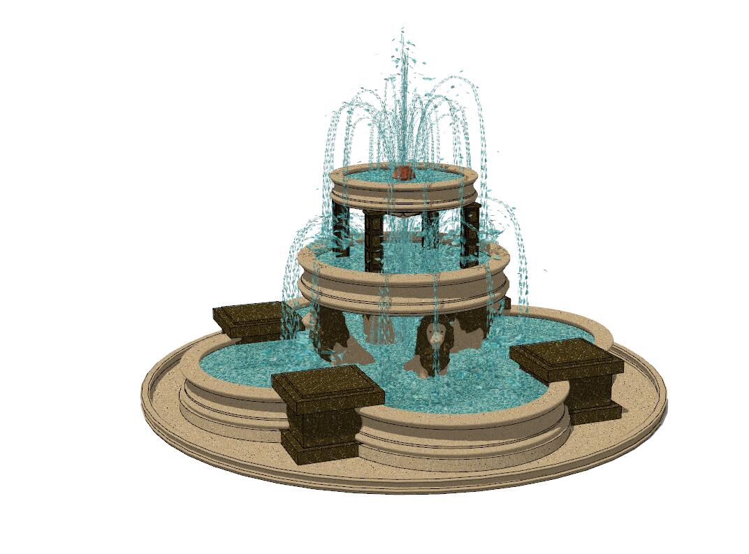 喷泉sketchup模型30-SU建筑景观室内模型