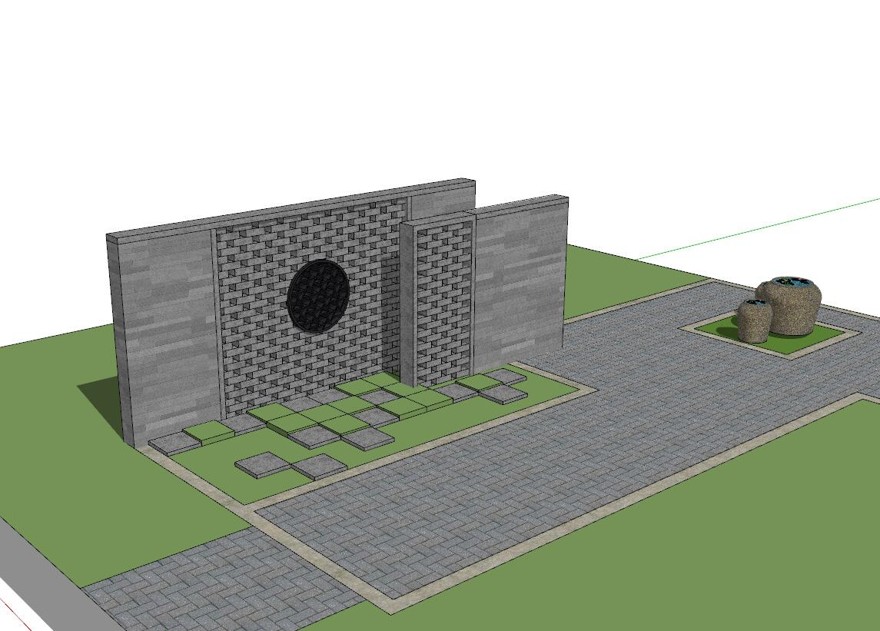 景墙照壁-构筑物小品单体组件sketchup模型3-SU建筑景观室内模型