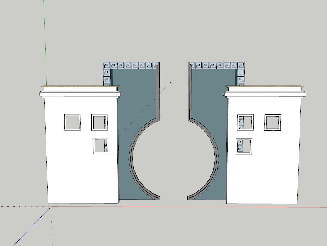 景墙照壁-构筑物小品单体组件sketchup模型11-SU建筑景观室内模型