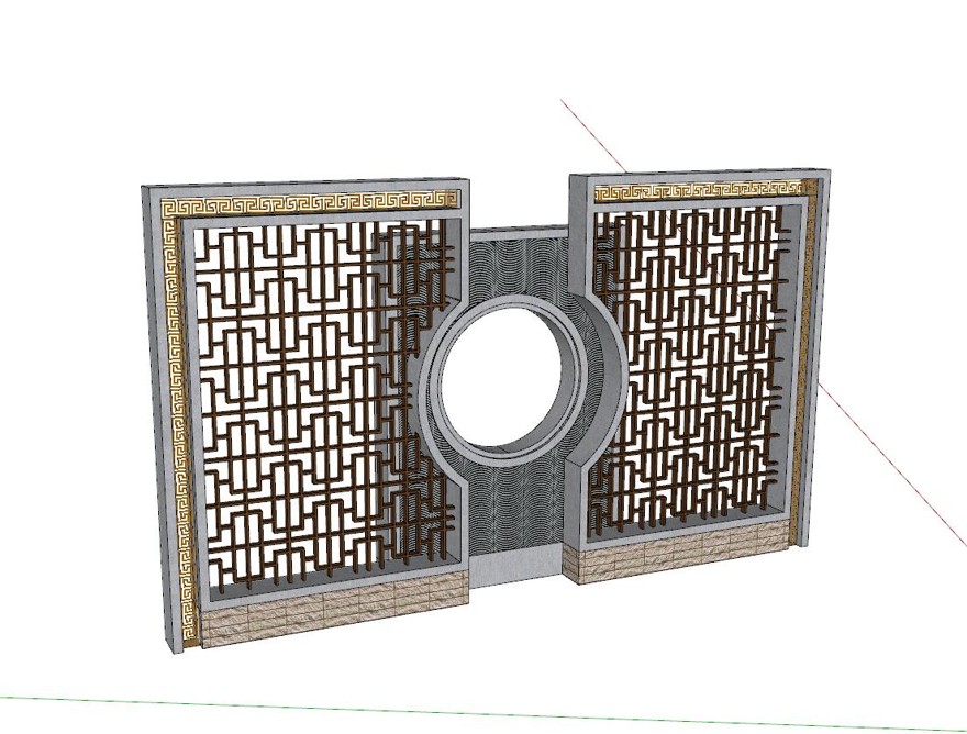 景墙照壁-构筑物小品单体组件sketchup模型12-SU建筑景观室内模型