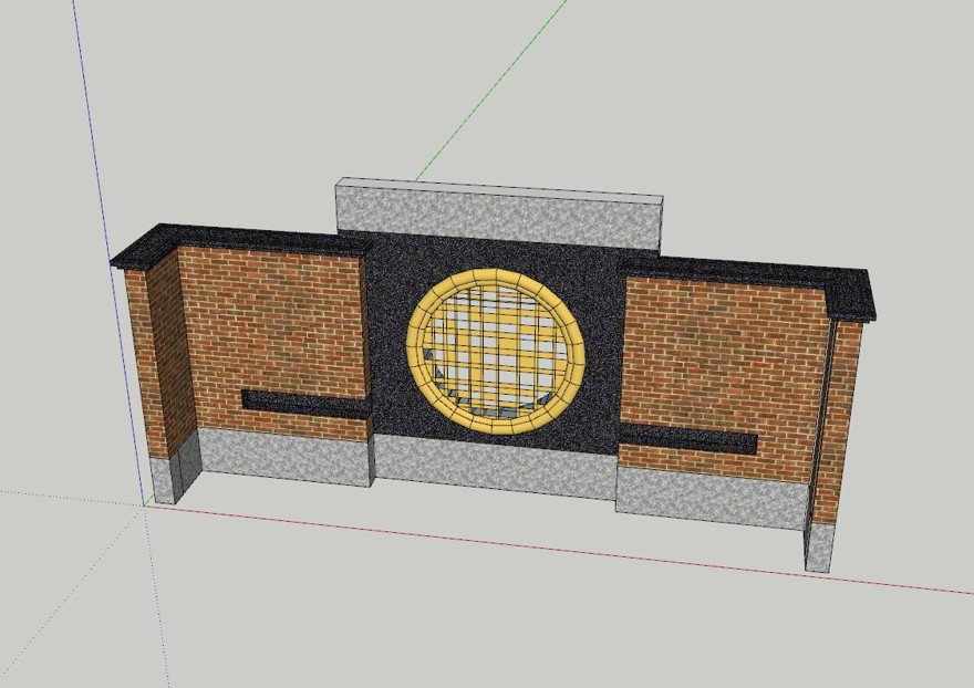 景墙照壁-构筑物小品单体组件sketchup模型27-SU建筑景观室内模型