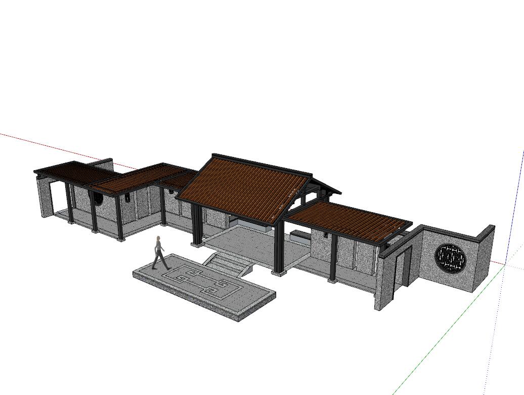 景墙照壁-构筑物小品单体组件sketchup模型63-SU建筑景观室内模型