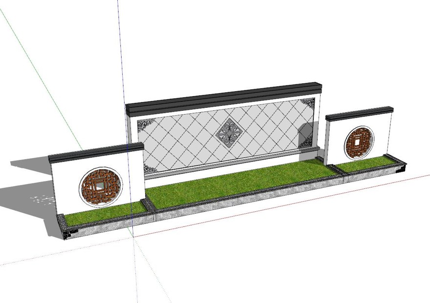 景墙照壁-构筑物小品单体组件sketchup模型66-SU建筑景观室内模型