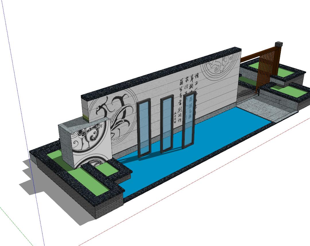 景墙照壁-构筑物小品单体组件sketchup模型70-SU建筑景观室内模型