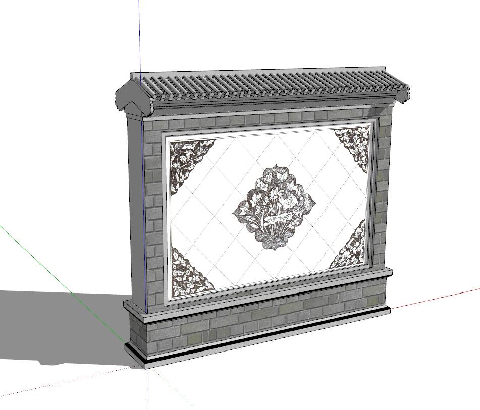 景墙照壁-构筑物小品单体组件sketchup模型84-SU建筑景观室内模型