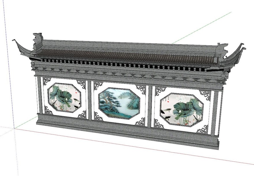 景墙照壁-构筑物小品单体组件sketchup模型85-SU建筑景观室内模型