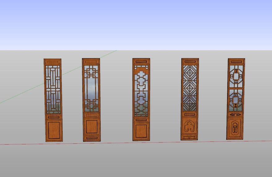 屏风隔断-构筑物小品单体组件sketchup模型42-SU建筑景观室内模型