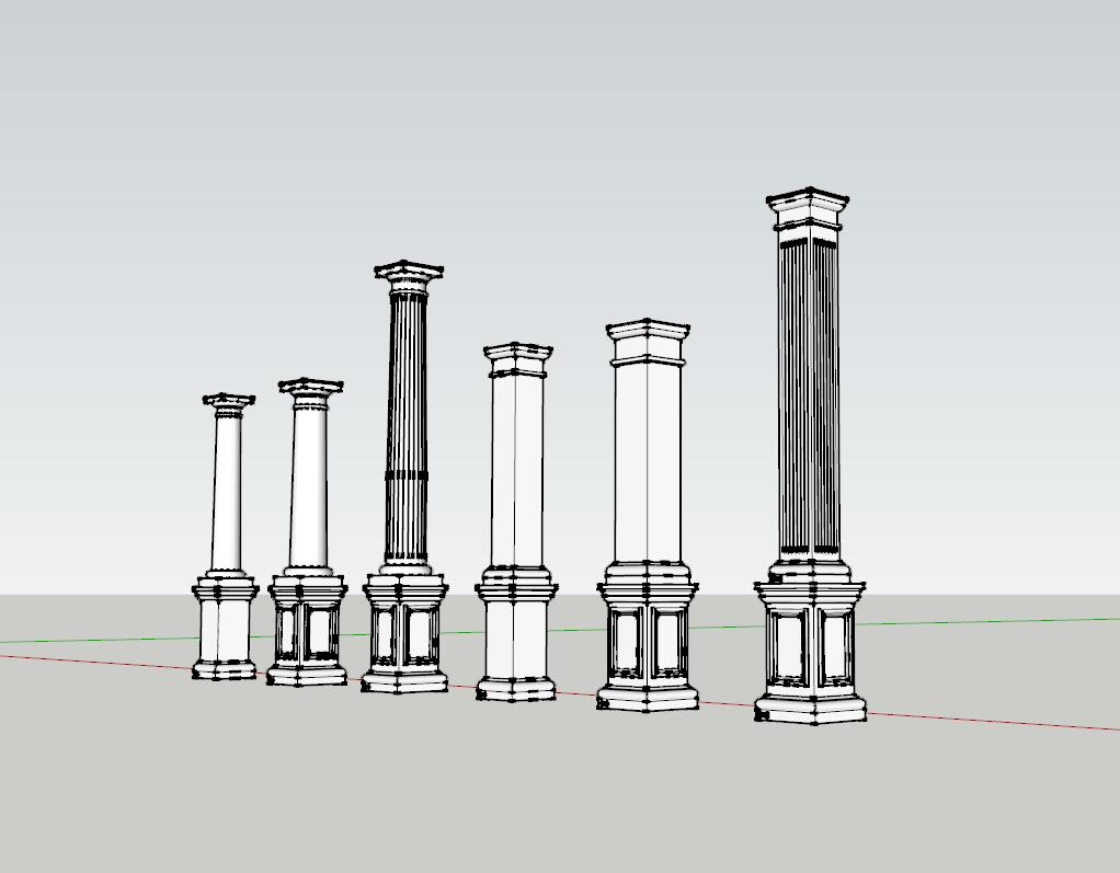 柱子欧式美式sketchup模型2-SU建筑景观室内模型