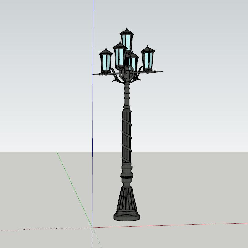 欧式美式灯柱-SU建筑景观室内模型