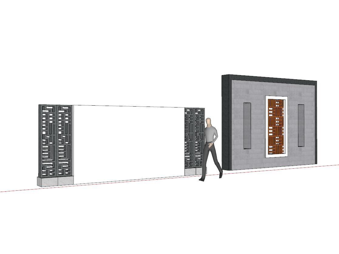 景墙sketchup模型24-SU建筑景观室内模型