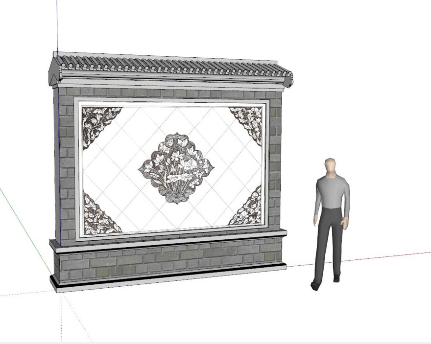 景墙sketchup模型30-SU建筑景观室内模型