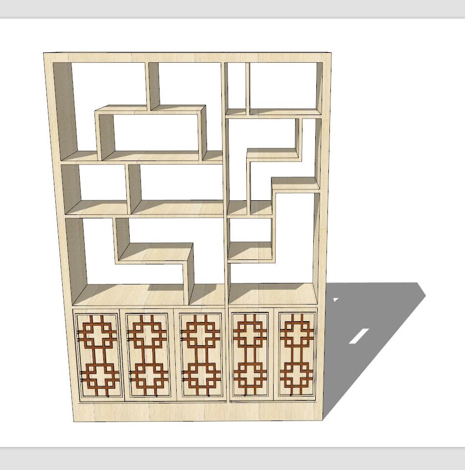 博古架SU模型一sketchup模型7-SU建筑景观室内模型