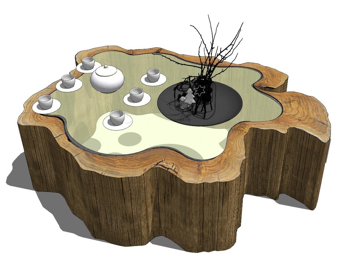 茶几SU模型二sketchup模型39-SU建筑景观室内模型