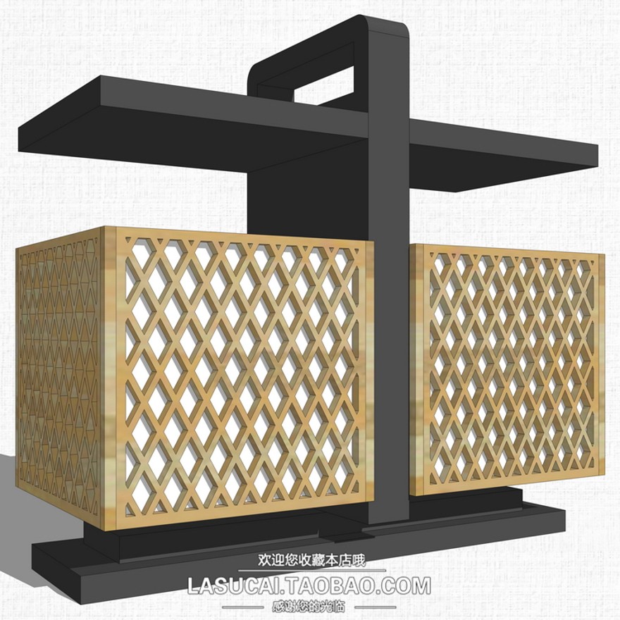 中式垃圾桶sketchup模型16-SU建筑景观室内模型