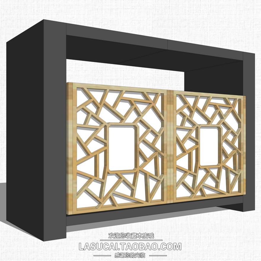 中式垃圾桶sketchup模型17-SU建筑景观室内模型