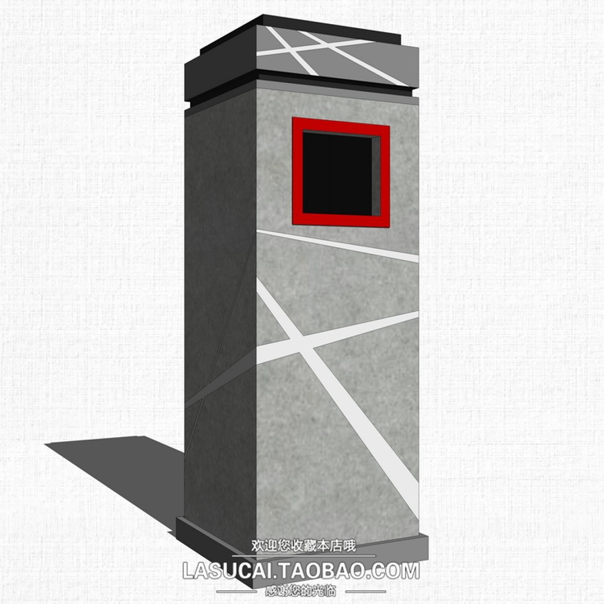 中式垃圾桶sketchup模型23-SU建筑景观室内模型