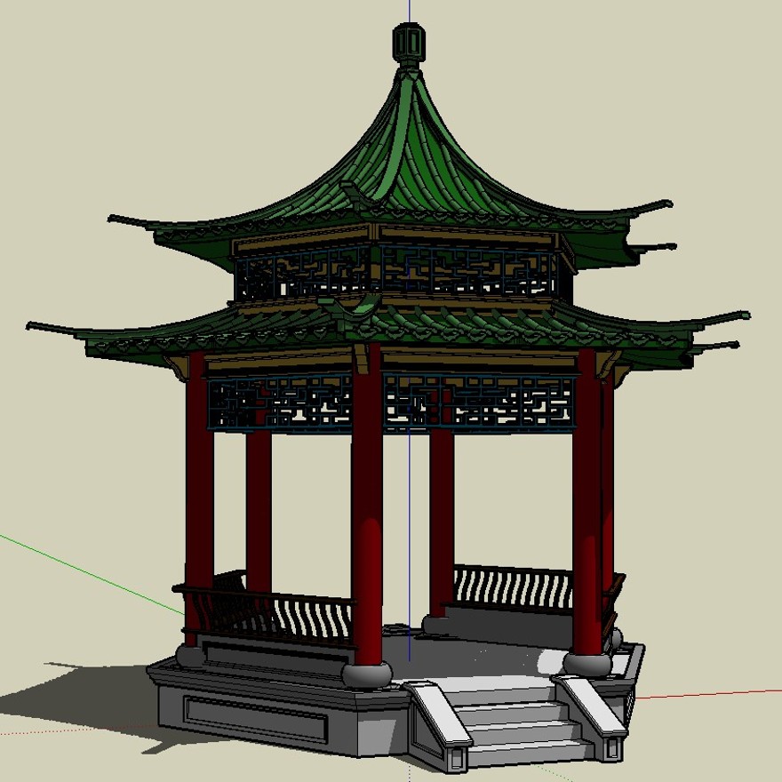 双层亭-SU建筑景观室内模型