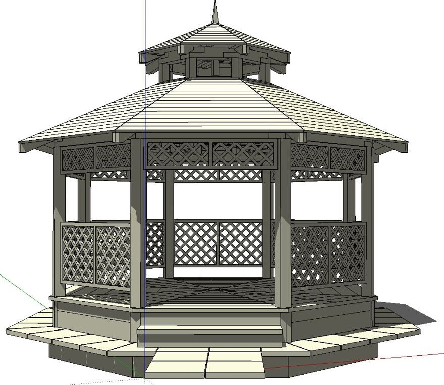 亭子EE1-SU建筑景观室内模型