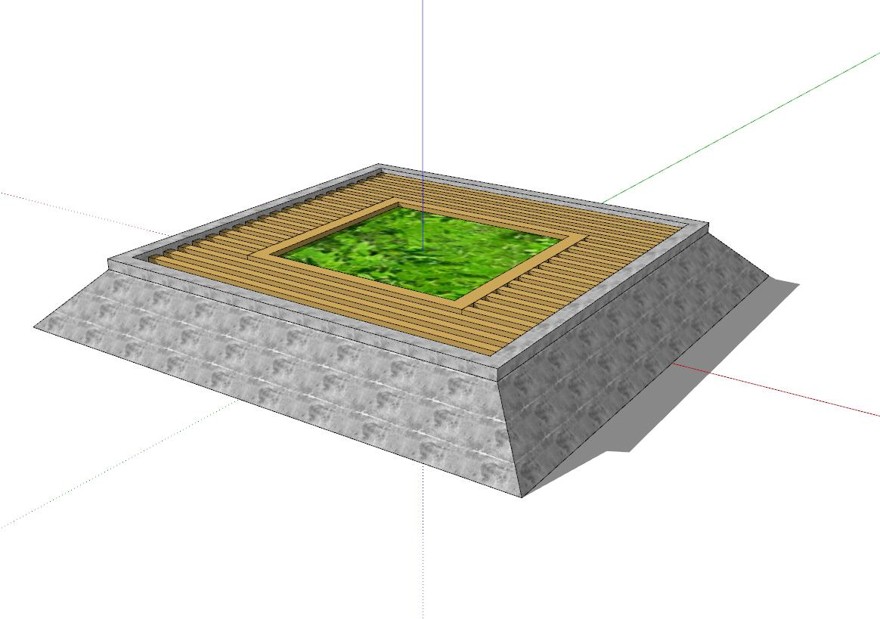 方形树池sketchup模型5-SU建筑景观室内模型